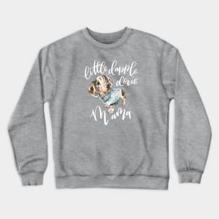 Dapple Doxie Mama, Chocolate in Blue Crewneck Sweatshirt